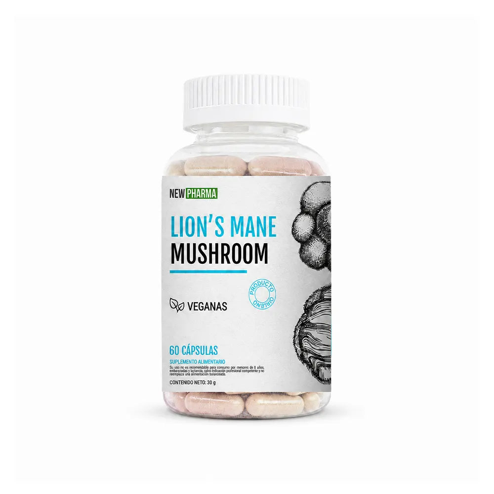 Frasco de Melena de León 60 cápsulas veganas NewPharma
