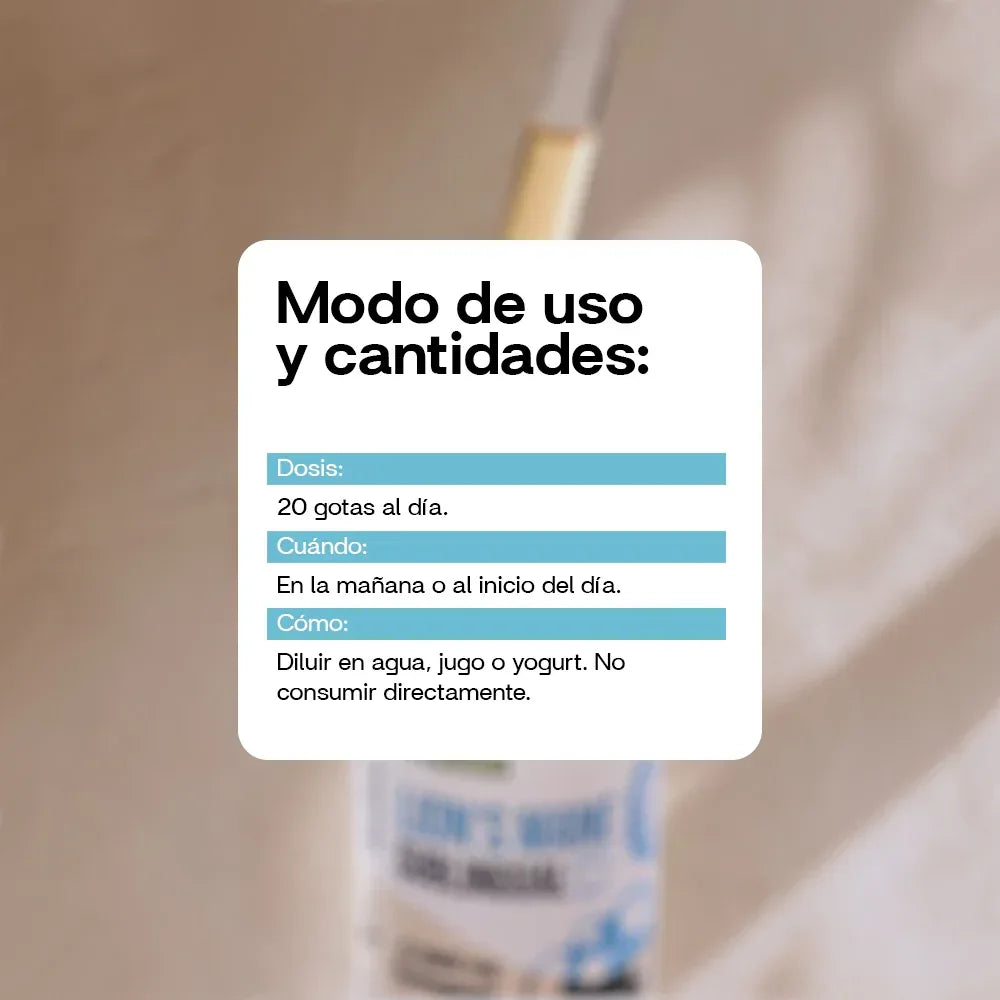 Modo de uso de Melena de León sublingual: gotas bajo la lengua en la mañana